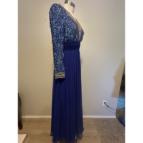 Vintage Victoria Royal Ltd Womens Size 8 Blue Beaded Evening Gown Formal Dress - Picture 5 of 13
